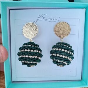 JBloom Emerald Green and Gold Ball statement earrings #earrings #jewelry